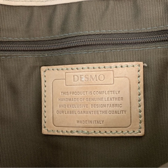 Vintage DESMO Beige JACQUARD LEATHER Travel Icons MESSENGER Tapestry PURSE BAG - Picture 6 of 6